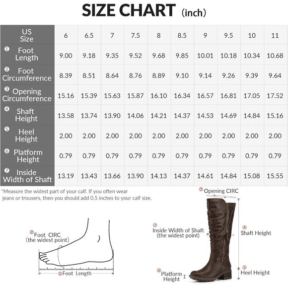Women's Coffee Mysoft Knee High Boots Chunky Heel Lug Sole Side Zipper 2 Inch - Picture 8 of 8